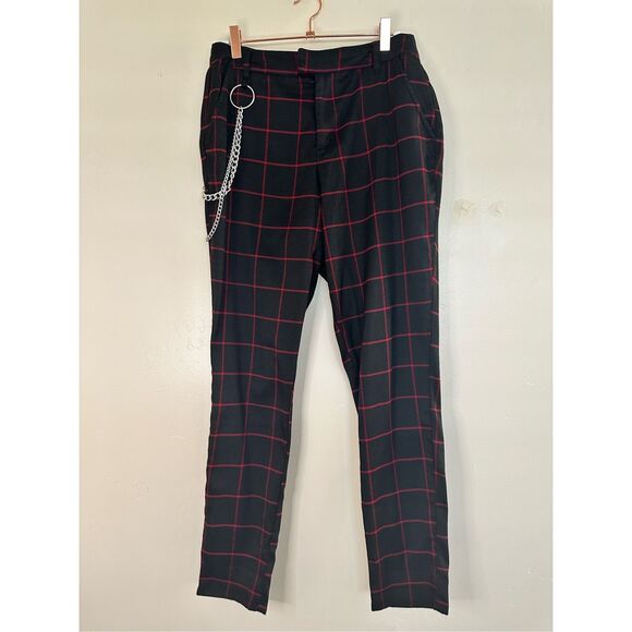 Hot Topic Black and Red Plaid Pants - Picture 2 of 4